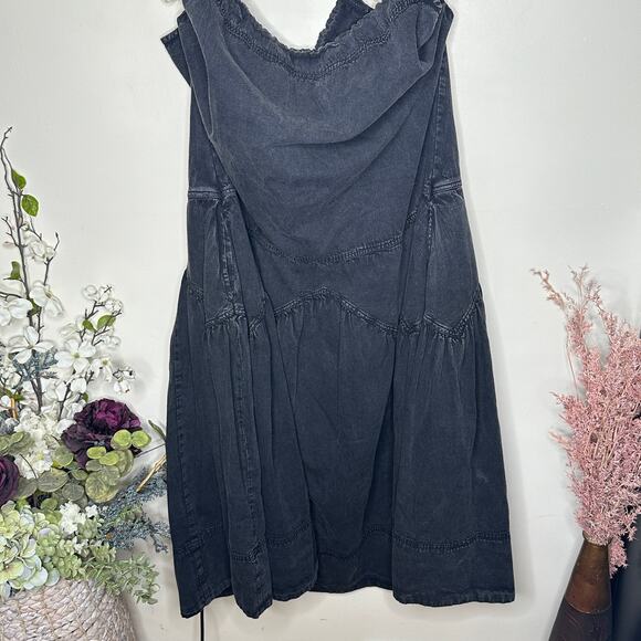 FREE PEOPLE In The Market Maxi Dress Denim Washed Black Sz L {3Y1} - Picture 6 of 8